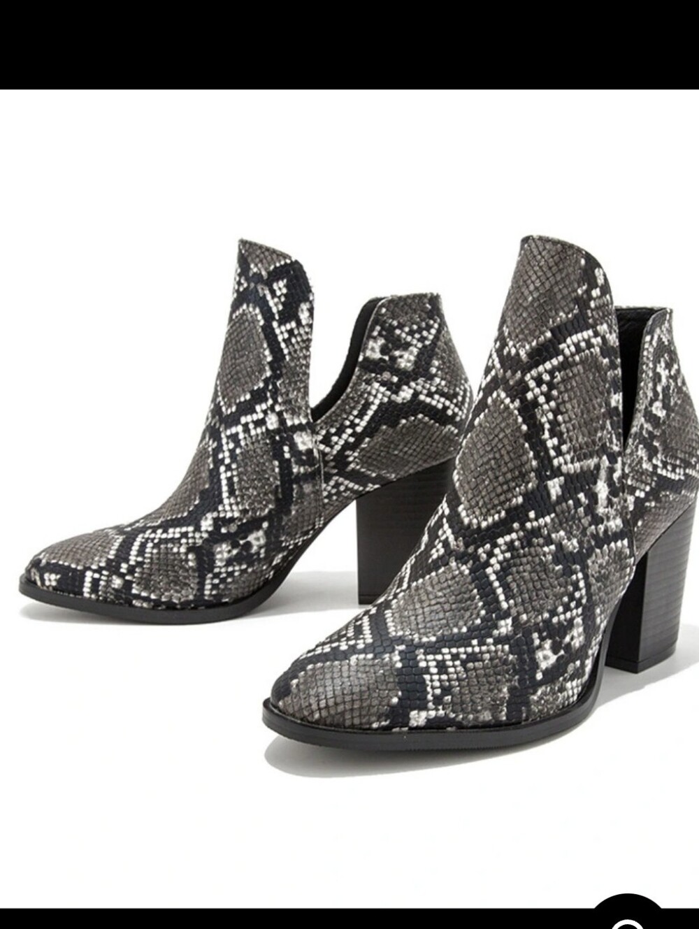 Snake Print Cutout Ankle Booties Gray NIB 41 Size